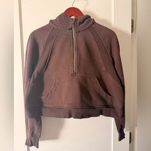 Lululemon scuba Half-Zip Hooded crop in Dark Brown